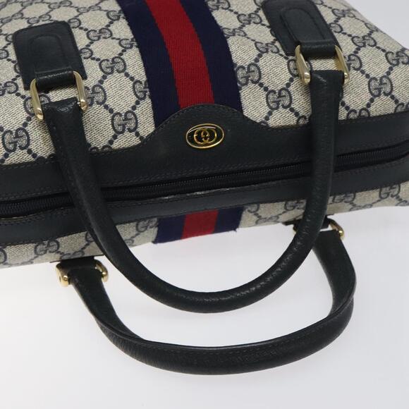 GUCCI GG Supreme Sherry Line Hand Bag Pvc Leather Navy Red 67 02 67 02 - Picture 7 of 16